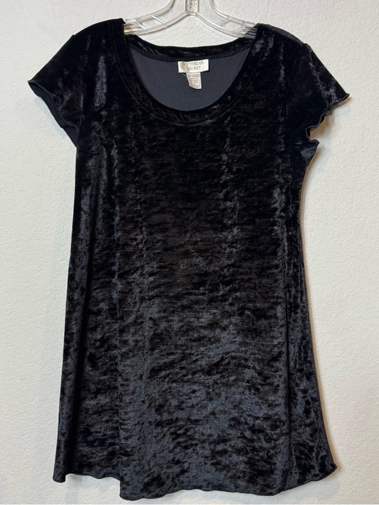 Victoria's Secret Dresses & Skirts - Vintage Gold Label Victoria's Secret Black Velvet Short Sleeve Mini Dress size S
